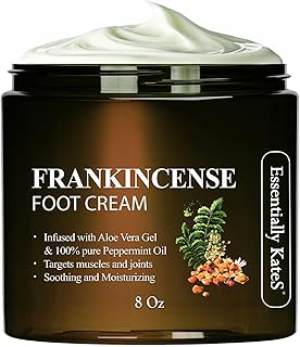 Essentially KateS Frankincense Oil Foot Cream 8 Fl Oz - Fight Soreness and Stiffness in Tired Feet - Footsole, Achilles, Footbridge, Ankle and Foothill Cream