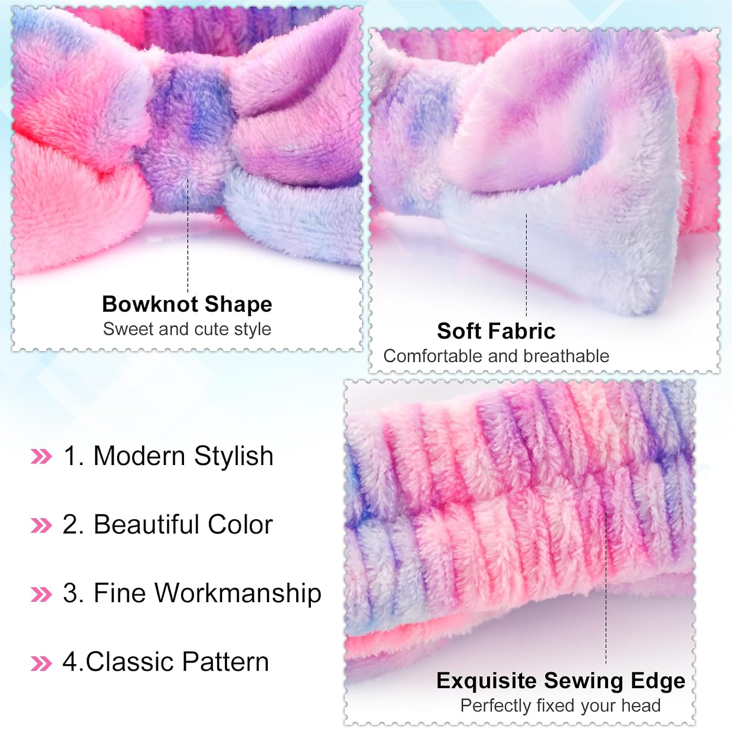 Wteehn 6pcs Headband and Wristband for Face Washing, Makeup Spa Skincare Headband, Skin Care Face Wash Headbands Wrist Bands Tools Set, for Women and Teen Girls Gifts