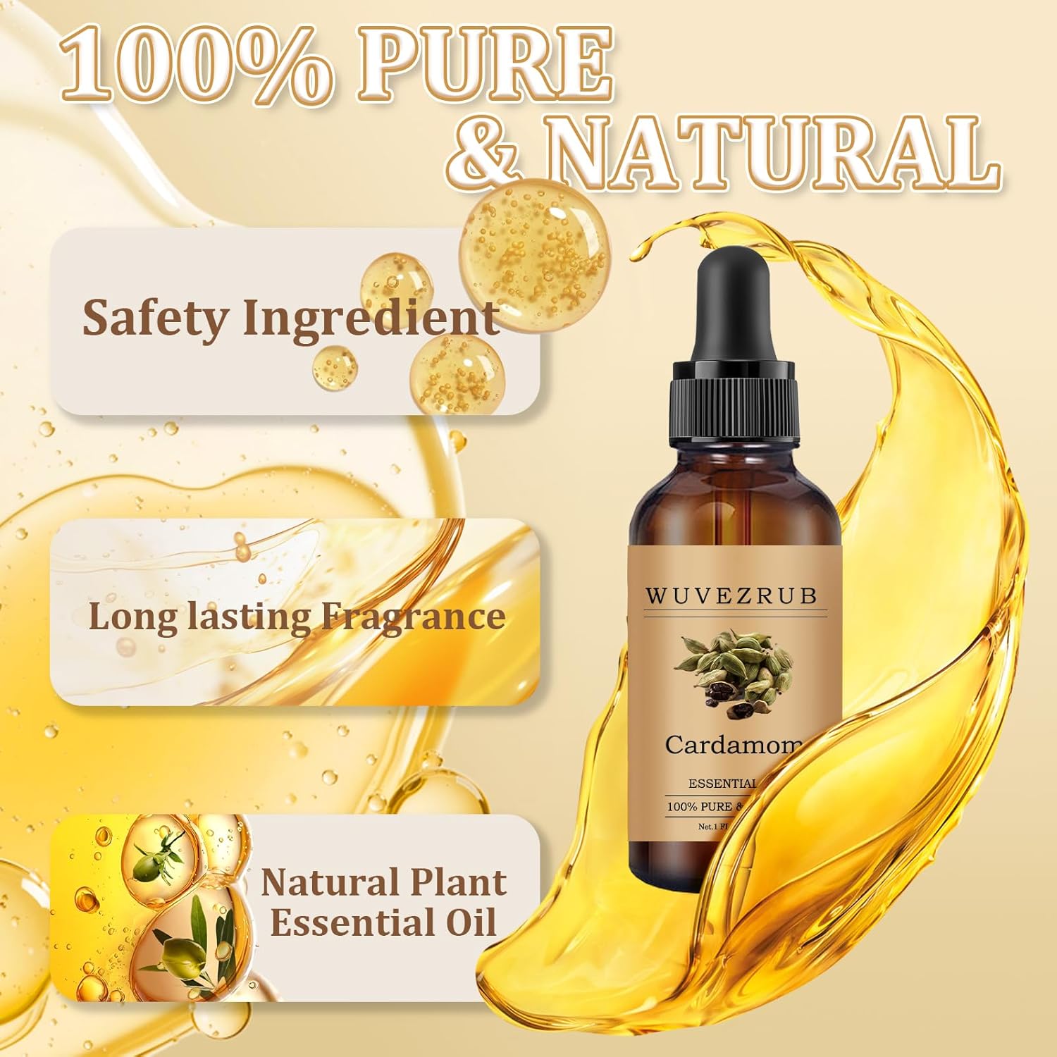 Cardamom Essential Oil 30ML - 100% Pure and Natural Oils for Aromatherapy Diffuser - 1 Fl Oz/Cardamom