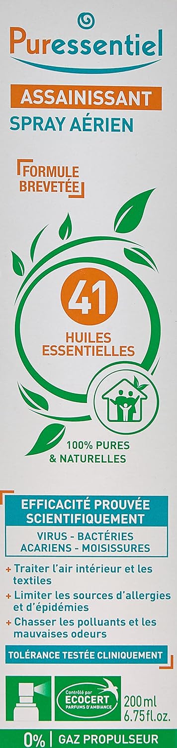 "Puressentiel Purifying Air Freshener Spray - Room Spray with 41 Essential Oils - Eliminate Odors without Synthetic Chemicals - Multi-Use - 6.75 oz"