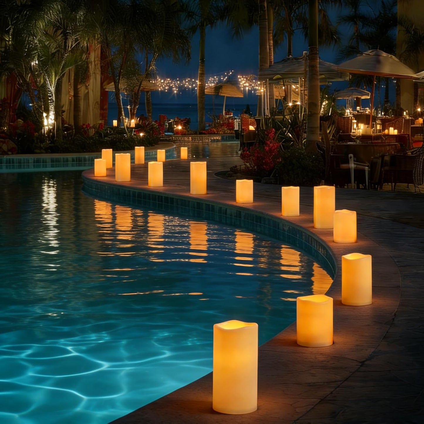 Raycare 3"x6" Outdoor Waterproof Flameless Candles, Battery Operated LED Electric Candles with Remote and Timers, Fake Pillar Candle for Patio, Porch, and Wedding Decor, Ivory, Set of 3