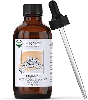 HBNO California Bottled Organic Frankincense Essential Oil 4 fl oz (120ml) - USDA Certified Oil - Organic Frankincense Essential Oil for Skin and Aromtherapy