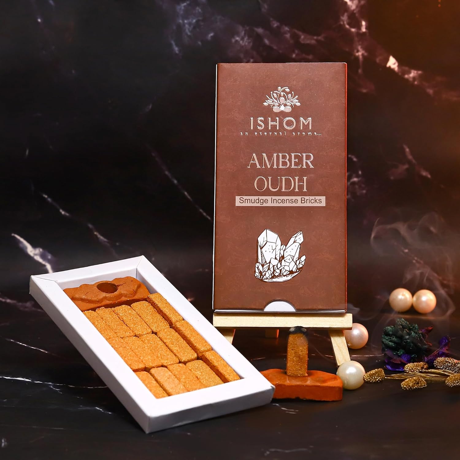 Smudge Incense Bricks Combo Pack of 90 (6 Packs x 15) | Assorted Scents of Palo Santo White sage, Patcholi Sandal Oudh, Amber & Rose | Ideal for Home Purification, Yoga, Meditation, and Aromatherapy