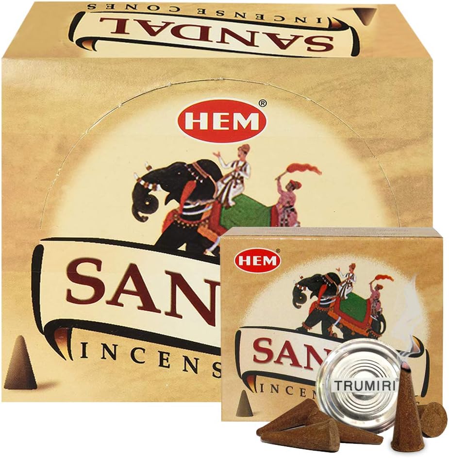 Sandal Incense Cones and Cone Incense Burner Bundle Insence Insense Hem Incense