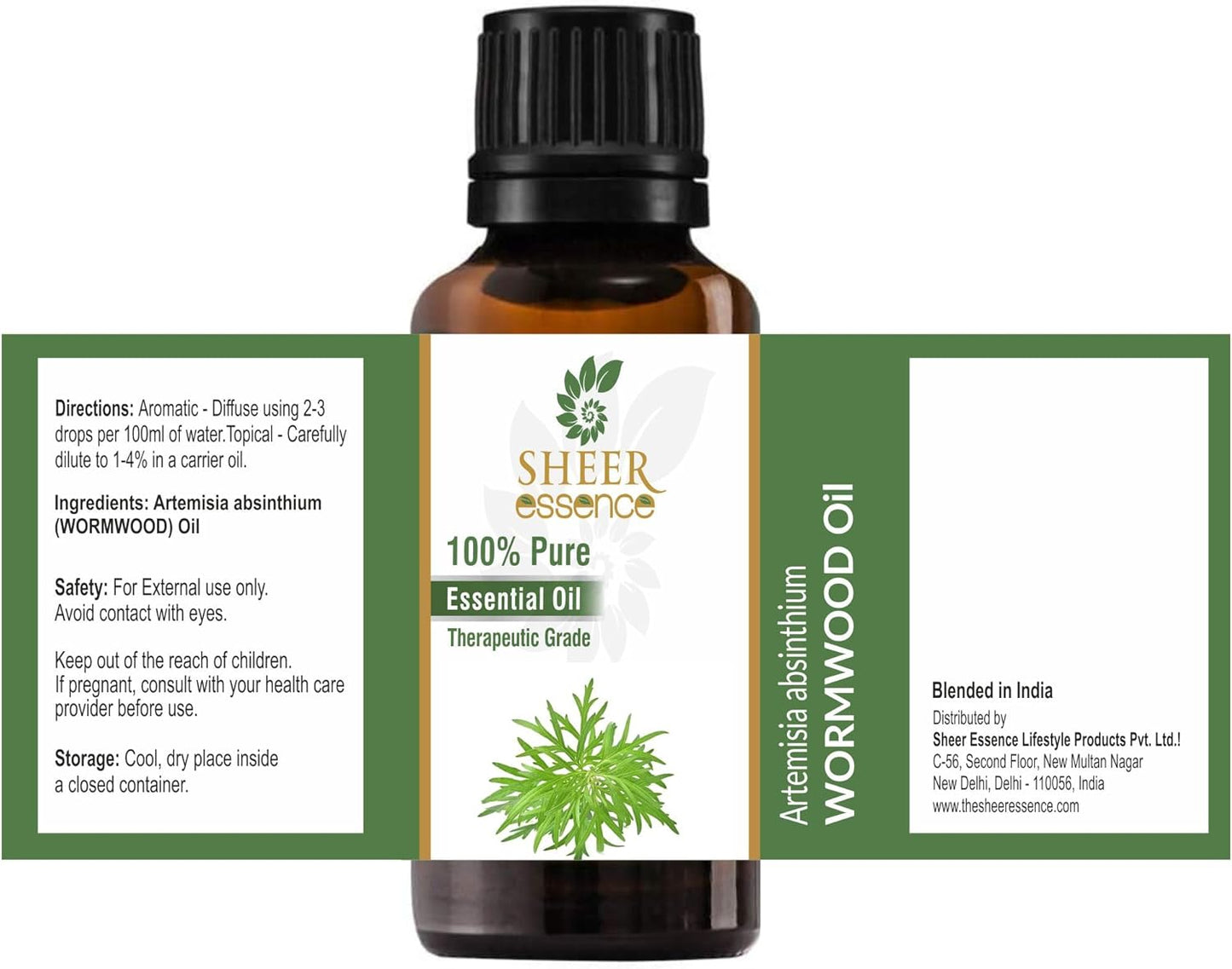 Wormwood Oil (Artemisia Absinthium) Essential Oil 100% Pure Natural Undiluted Uncut Therapeutic Grade Oil 0.50 OZ
