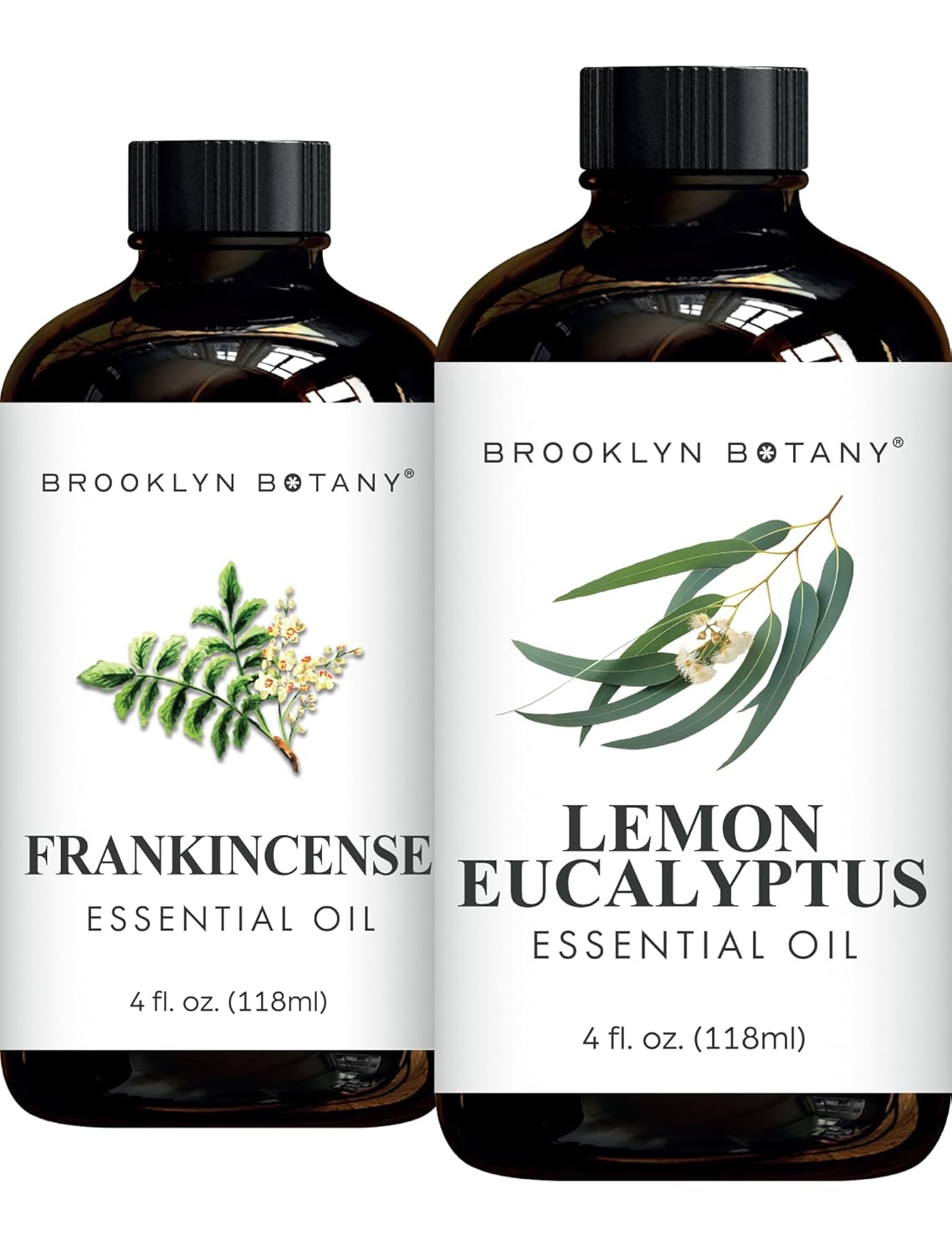 Brooklyn Botany Frankincense & Lemon Eucalyptus Essential Oils – 4 Fl Oz (Pack of 2) – 100% Pure & Natural – Uplifting & Purifying Aromatherapy Blend