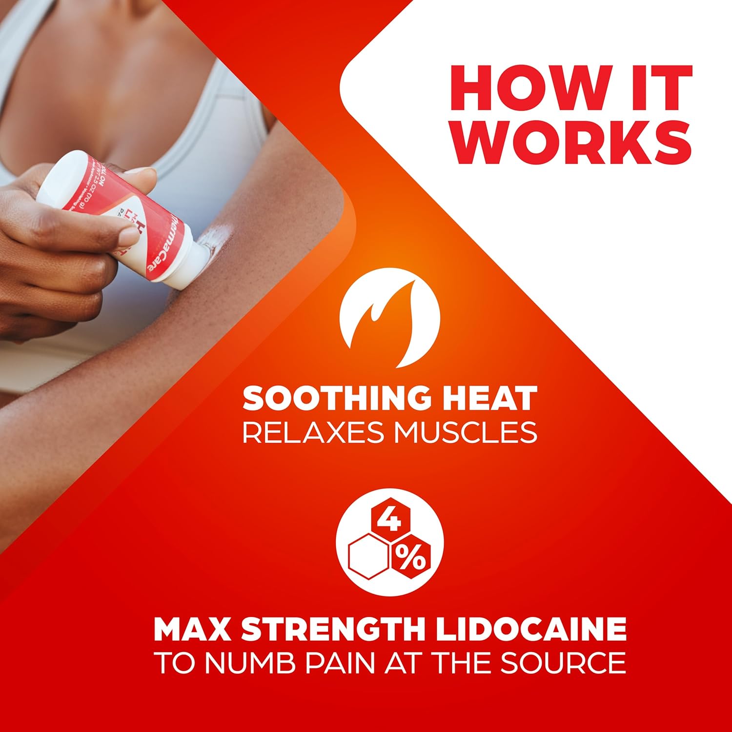ThermaCare Heat + Max Strength 4% Lidocaine Roll-On - Dual Action Pain Relief for Back, Neck, Muscle, & Joint Pain - Warming Topical Analgesic, No-Mess Roll-On for Daily Pain Relief & Comfort