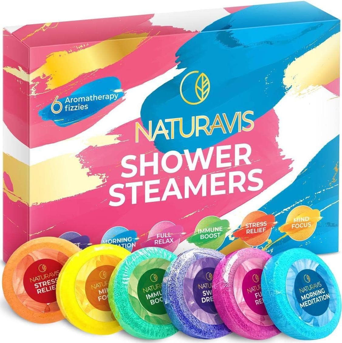 NATURAVIS Shower Steamers Aromatherapy Gift Set and Coconut Shampoo and Conditioner Set