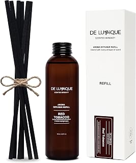 Red Tobacco Scent Reed Diffuser Refill, Premium Essential Oils, 150ml/5.07 fl oz, Long-Lasting 8-12 Weeks