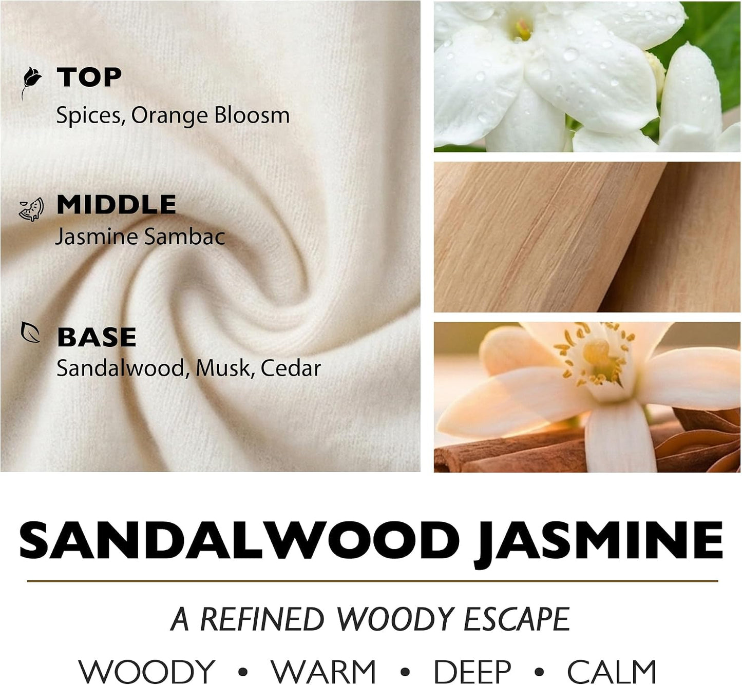 4EVER Scented Candles | 4-Wick 18oz Soy Wax Candle | Up to 50Hrs Clean Burn | Aromatherapy Candles for Home Scented | Gifts for Women & Mom, Sandalwood Jasmine