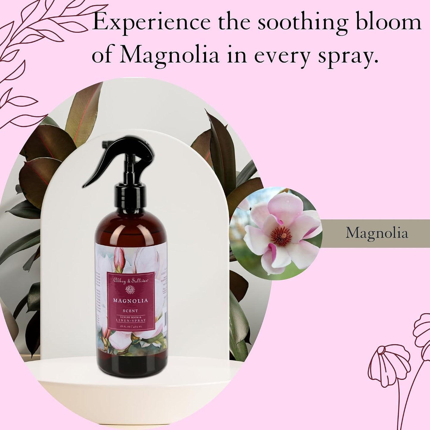 Abbey & Sullivan Linen Spray, Magnolia, 16 oz