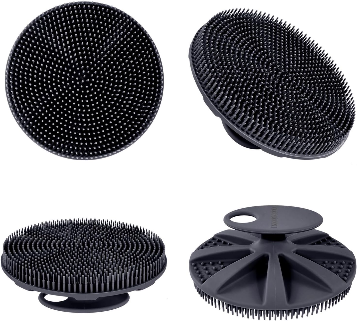 INNERNEED Food-Grade Soft Silicone Body Scrubber Shower Brush Handheld Cleansing Skin Brush, Gentle Exfoliating and Lather Well (Black)
