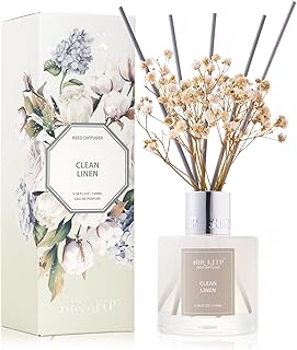 Airkeep Reed Diffuser Set,3.38 fl oz (100 ml) - Clean Linen Oil Diffusers with 8 Reed Sticks,Home Fragrance Reed Diffuser for Bathroom Shelf Decor