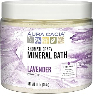 Aura Cacia Aromatherapy Mineral Bath, Relaxing Lavender, 16 Ounce jar (Pack of 2)