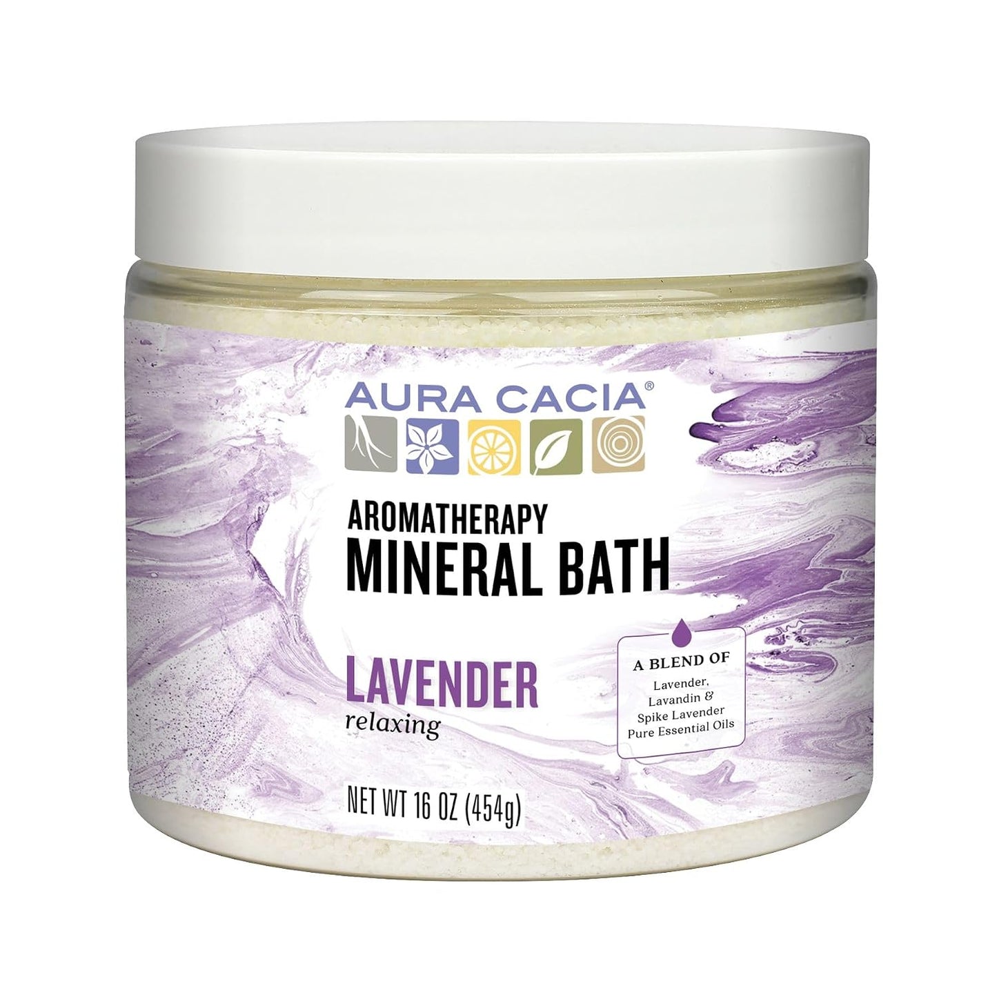 Aura Cacia Aromatherapy Mineral Bath, Relaxing Lavender, 16 Ounce jar (Pack of 2)