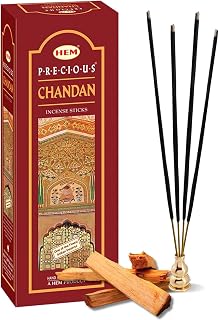HEM Precious Chandan Incense Sticks | Pack of 6 Boxes (120 Sticks) | Classic Sandalwood Aroma for Meditation, Pooja & Relaxation | Handcrafted for Calm & Positivity (Chandan)