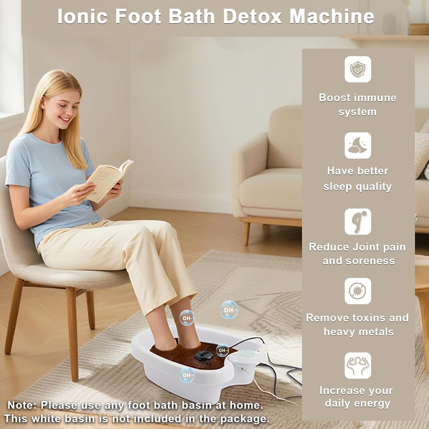 Ionic Foot Detox Machine Negative Ion Foot Bath Spa for Home Use Portable Toxin Removal Deep Cleanse Foot Spa Kit for Relaxation Tired Feet Relief