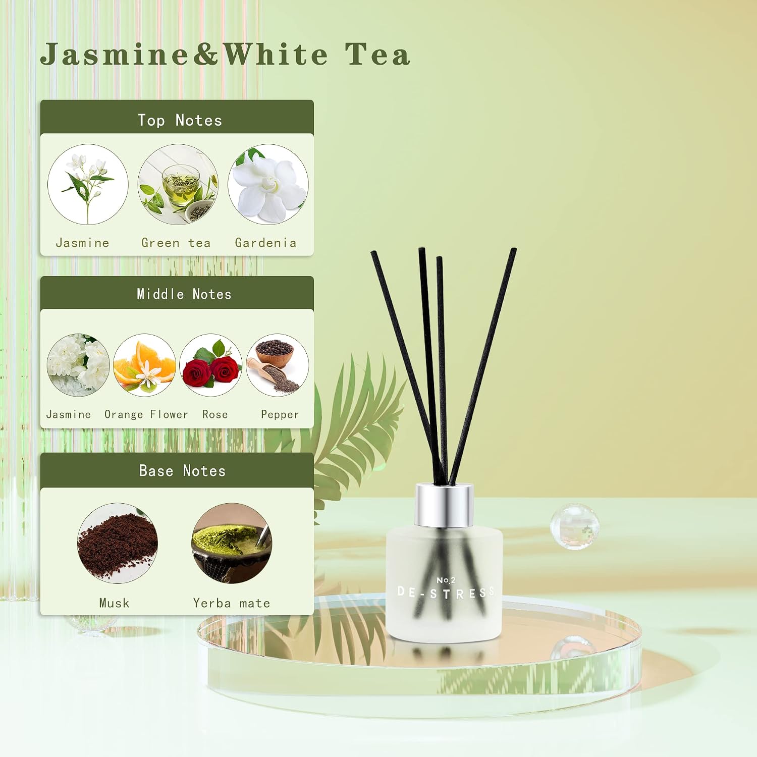 3 Pack Fragrance Reed Diffuser, 50ML Lavender Jasmine Freesia Aromatherapy Diffuser Set with 12 Black Fiber Sticks,Air Freshener for Bedroom Bathroom Office, 8.2X 6.6X 2.1 inch