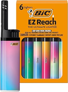 BIC EZ Reach Lighters, Ultimate Long Neck Lighter, Gradient Designs, 6-Pack (Designs May Vary)