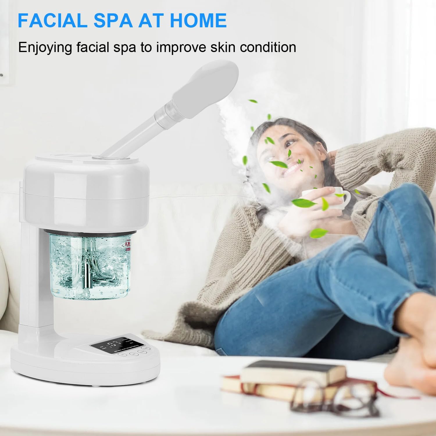 JOSTZHXIN Facial Steamer Nano Ionic Face Steamer with Extendable Arm,Portable Facial Steamer 360°Rotating Nozzle Esthetician Steamer for Personal Care at Home or Salon