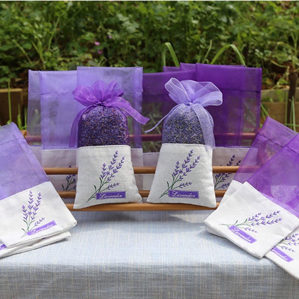 Lozom Sachet Empty Bags Purple Gauze Cotton-Ramie Sacks for Lavender, Spice and Herbs (24pcs)