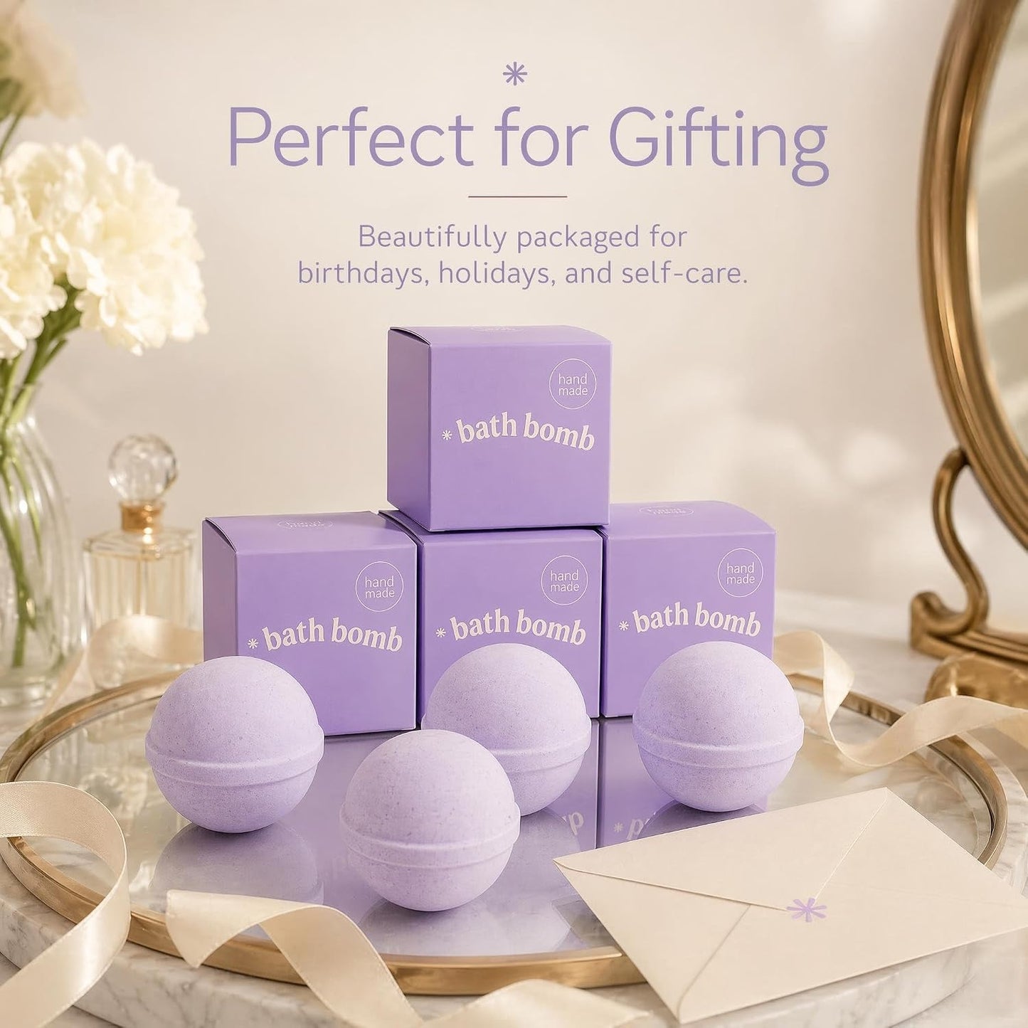 Unboxme Gifts Bath Bombs Gift Set - Large 8 oz Fizzy, Moisturizing Spa Bath Bombs, Relaxing Aromas, Gift Ready - 4 Pack, Lavender