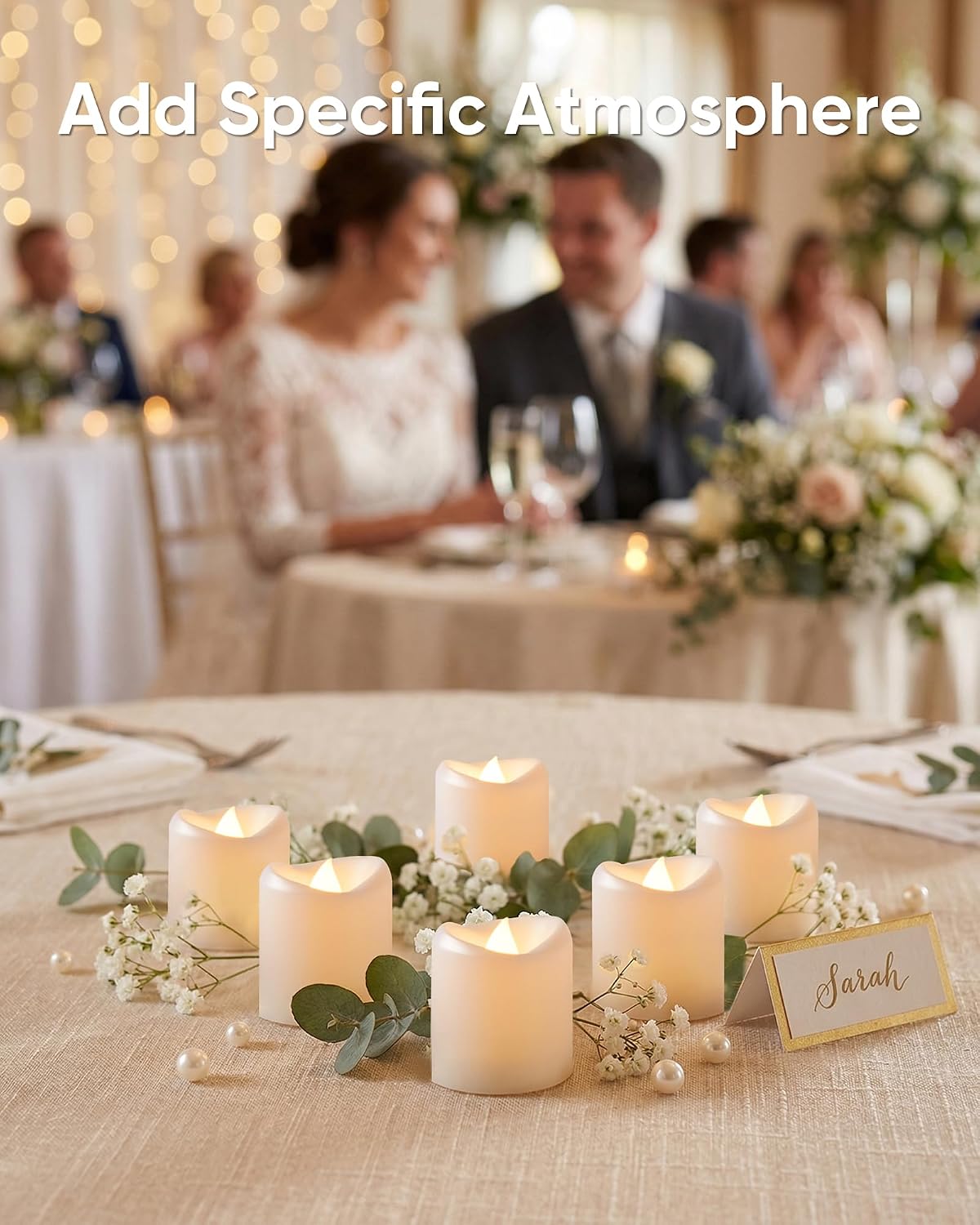 LED Votive Candles, Flameless Tea Lights Battery Included, 100 Hours Long Lasting, Warm White, 1.5” Dia x 1.6” H, Electric Fake Candles for Wedding Party Festival Decor-White Base, 24 Pack