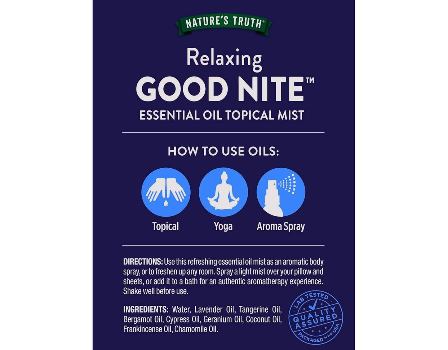 Nature's Truth Good Nite Essential Oil Topical Mist, Calming Blend, Yoga, & Aroma Spray, 2.4 FL OZ - 2 Pack
