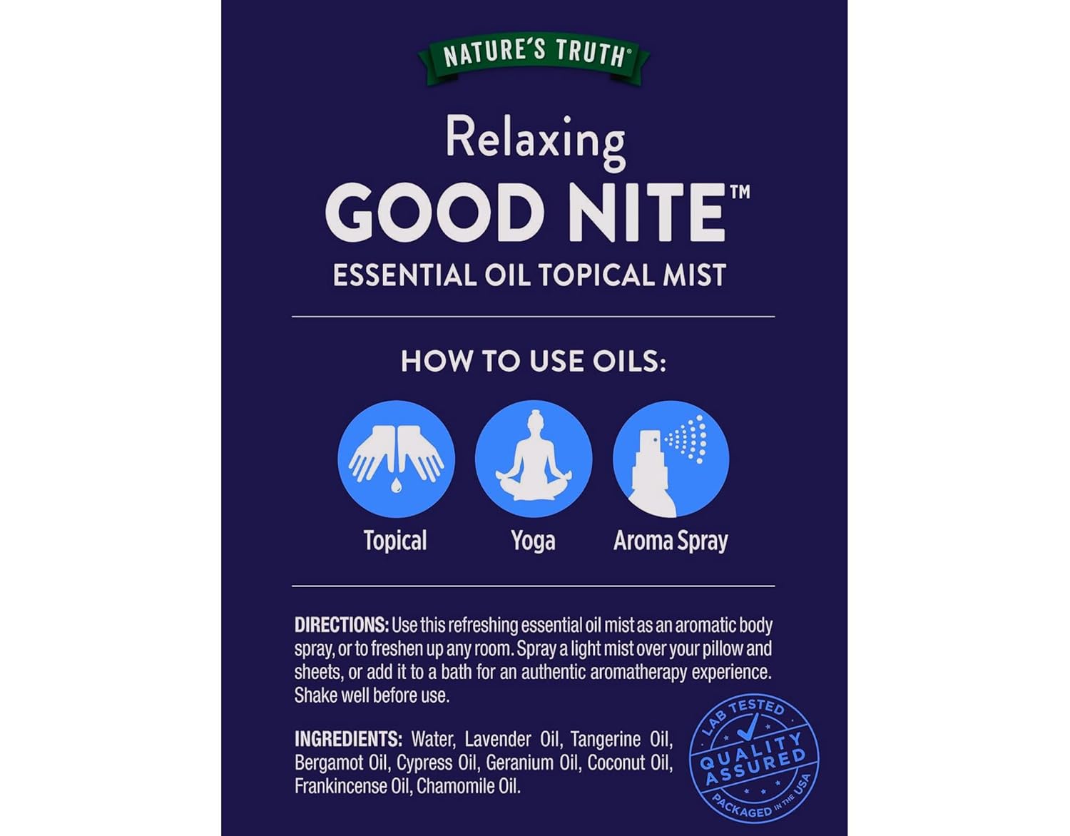 Nature's Truth Good Nite Essential Oil Topical Mist, Calming Blend, Yoga, & Aroma Spray, 2.4 FL OZ - 2 Pack