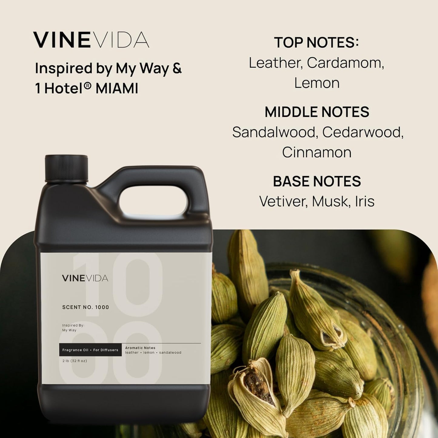 VINEVIDA [32 Fl Oz] Scent № 1000 Inspired by My Way Diffuser Oil; Hotel Scents for Cold Air Diffuser - Waterless Diffuser Oil