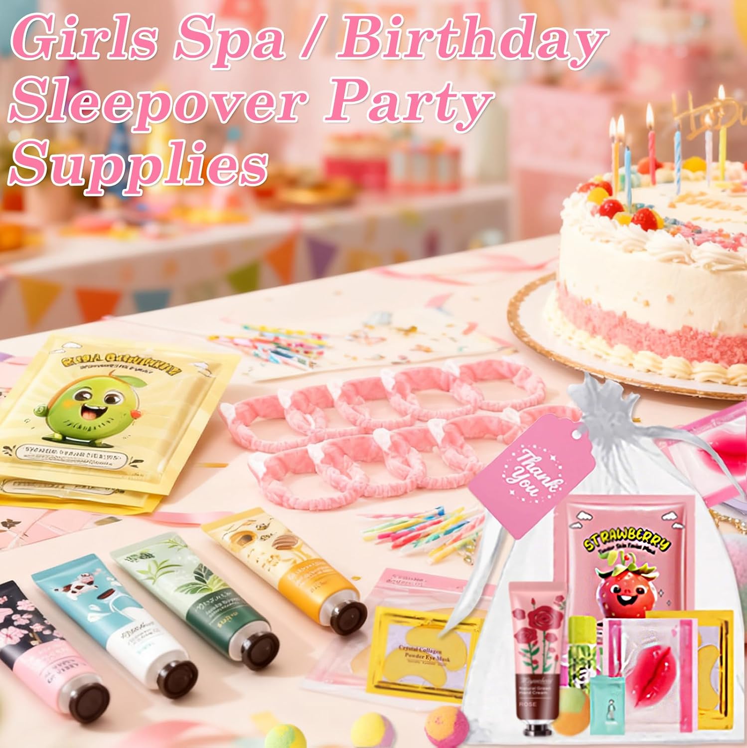 110PCS Spa Party Supplies for Girls, Spa Party Favors Include Lip Mask, Foot Bath Bombs, Face Masks, Skin Care For Teens 10-12, Sleepover Party Supplies for Girls, Spa Birthday Bulk Gifts for Women