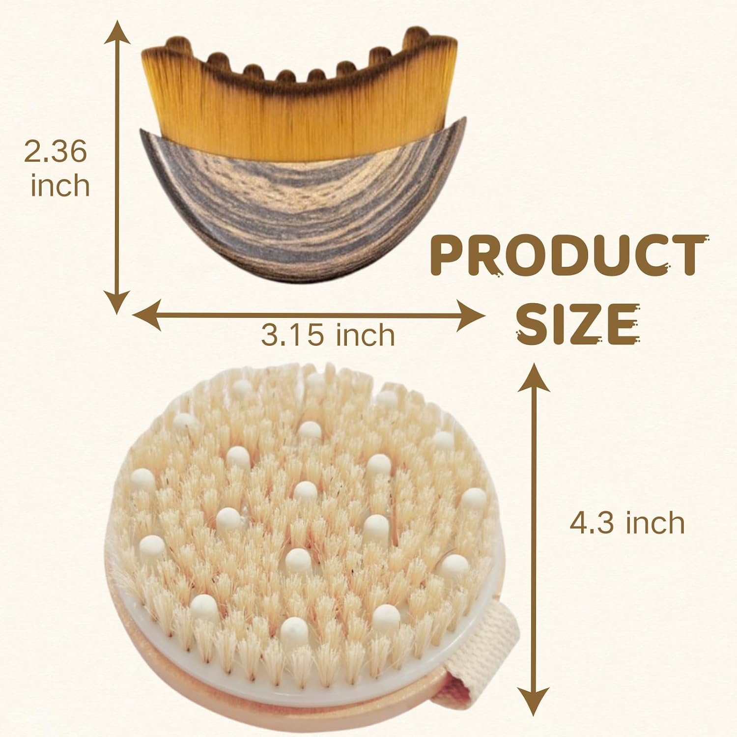 2 Pcs-Lymphatic contour face brush & Dry Brushing Body Brush for Lymphatic Drainage, Soft Bristles for Jawline Sculpting, Natural Boar Bristle for for Cellulite & Exfoliation
