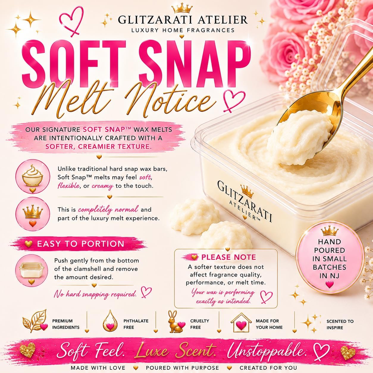 Cotton Candy | Signature Luxe Blend Wax Melt | Sweet Vanilla, Spun Sugar & Fruity Notes | 5 oz Clamshell | Glitzarati Atelier™