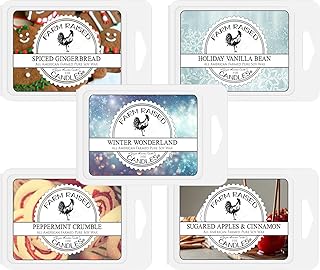 – Christmas Wonderland 16 oz Total (3 oz Each) 5-Pack Soy Wax Melts | Spiced Gingerbread, Holiday Vanilla Bean, Peppermint Crumble, Sugared Apples | 100% USA Made