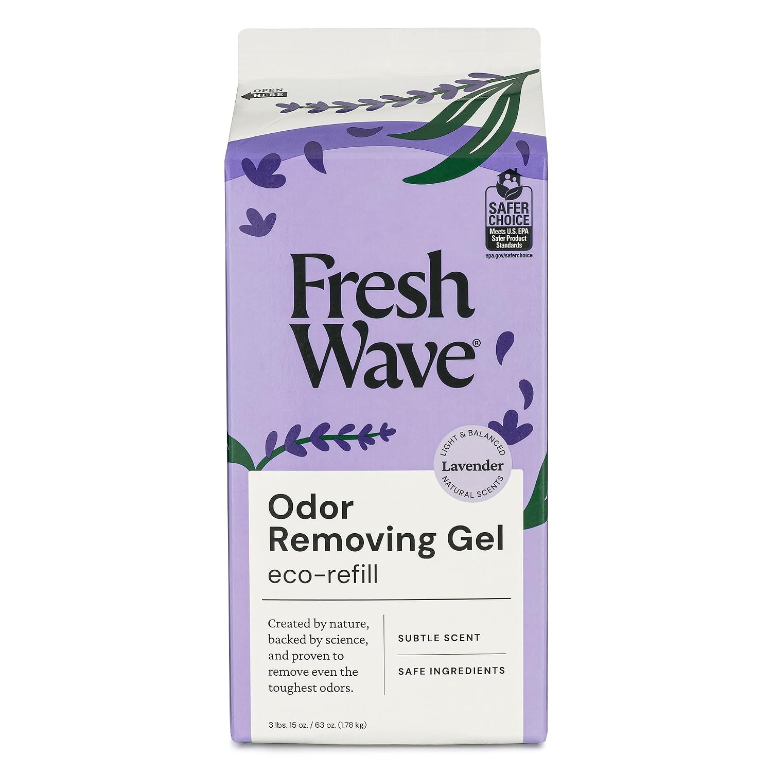 Fresh Wave Lavender Odor Removing Gel Refill, 63 oz, Every 15 oz. lasts 30-60 Days, For Cooking (Package May Vary)