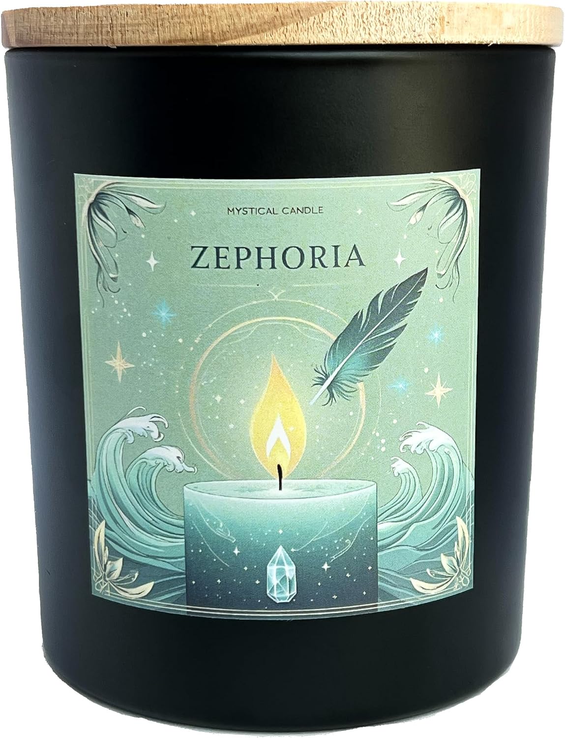 Eucalyptus & Sea Salt Aromatherapy Soy Wax Candle for Morning Reset, Spiritual Cleansing, Breathwork | 10 oz Scented Candle - Zephoria Ritual Candle by Wick & Whisper