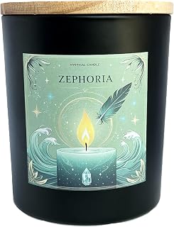 Eucalyptus & Sea Salt Aromatherapy Soy Wax Candle for Morning Reset, Spiritual Cleansing, Breathwork | 10 oz Scented Candle - Zephoria Ritual Candle by Wick & Whisper