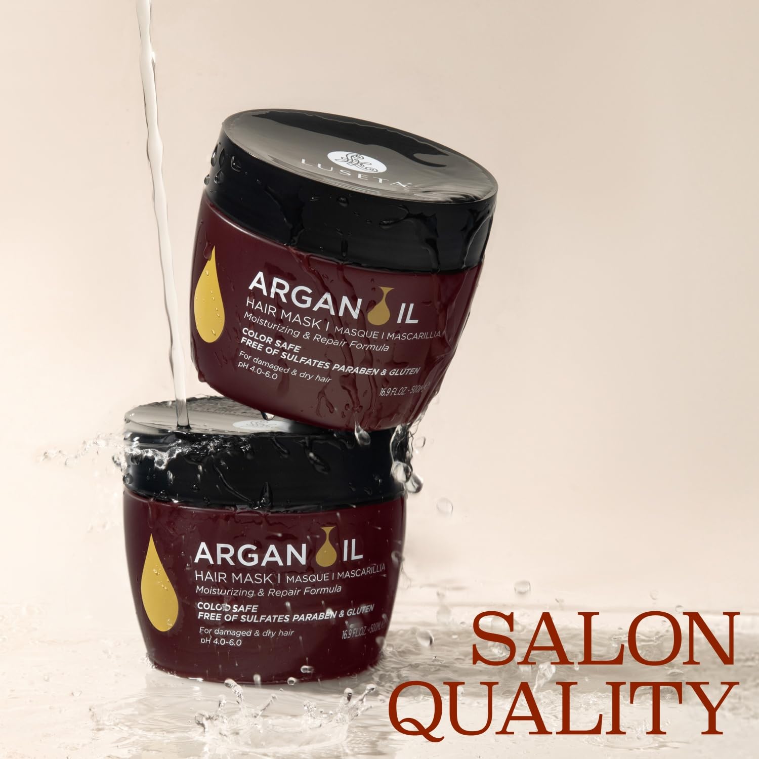 Luseta Argan Oil Hair Mask for Damaged Hair Deep Conditioning Thickening for Thin Hair Hydrate for Dry Hair 16.9 oz