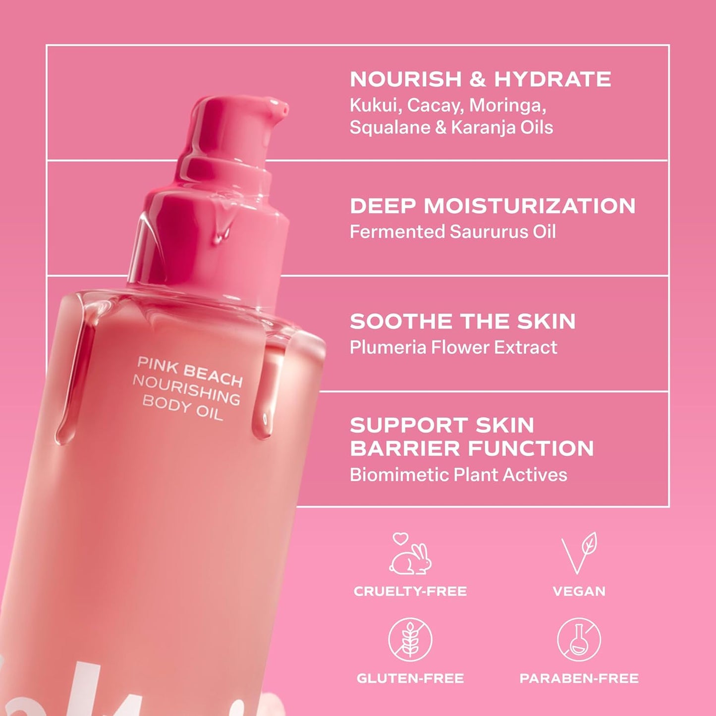Saltair Body Oil – Silky After Shower and Bath Dry Oil for Women and Men – Non-Greasy, Well-Absorbing Moisturizer for Hydrating Dry Skin – Pink Beach Scent, 4oz