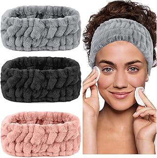 LAPOHI 3 Pack Microfiber Towel Headbands for Washing Face, Facial Headbands Makeup Headband Spa Headband Skincare Headband Fash Wash Headband for Women and Girls