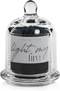 Zodax Apothecary Guild Light My Fire Matches with Glass Dome, 3"/150 Pack- Black Stick with Navy Tip