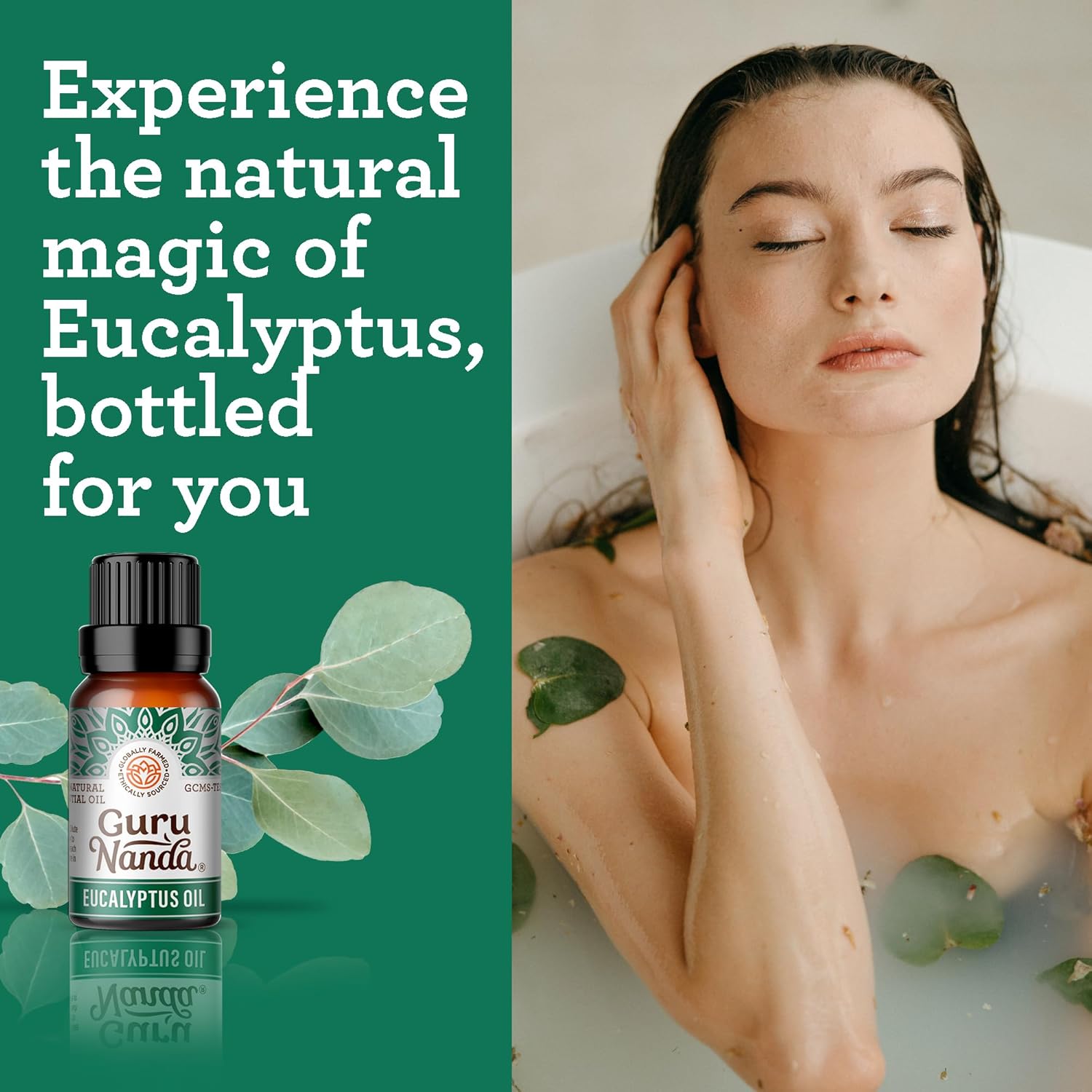 GuruNanda Eucalyptus Essential Oil -100% Pure, Natural and Undiluted Aromatherapy Oil for Diffusers - Enhances Your Breathing Space - Perfect for Massages (2X0.5 Fl Oz)