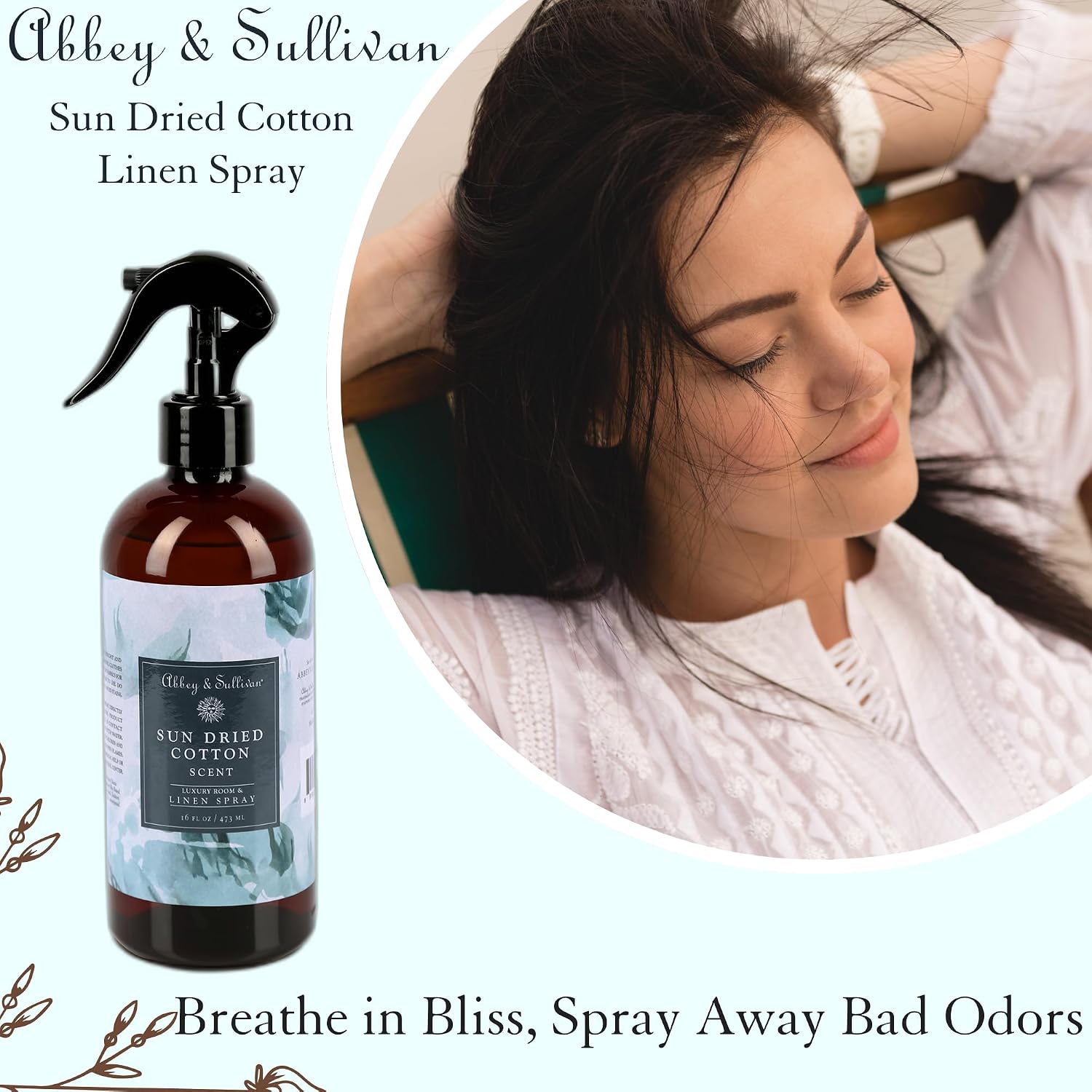 Abbey & Sullivan Linen Spray, Sun Dried Cotton, Pack of 2, 16 oz