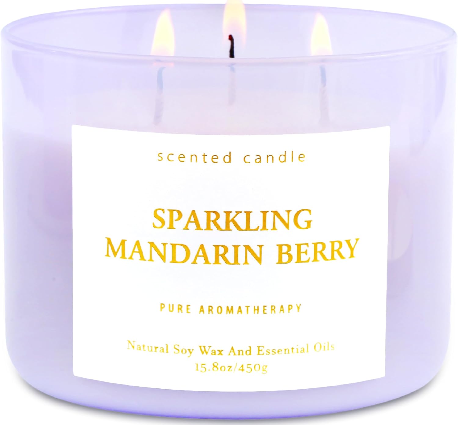 Sparkling Mandarin Berry 3-Wick Soy Candle | 15.8 oz Large Summer Candle for Home | Citrus Berry Scented Candles for Women | Clean Long-Lasting Burn | Gift Ready