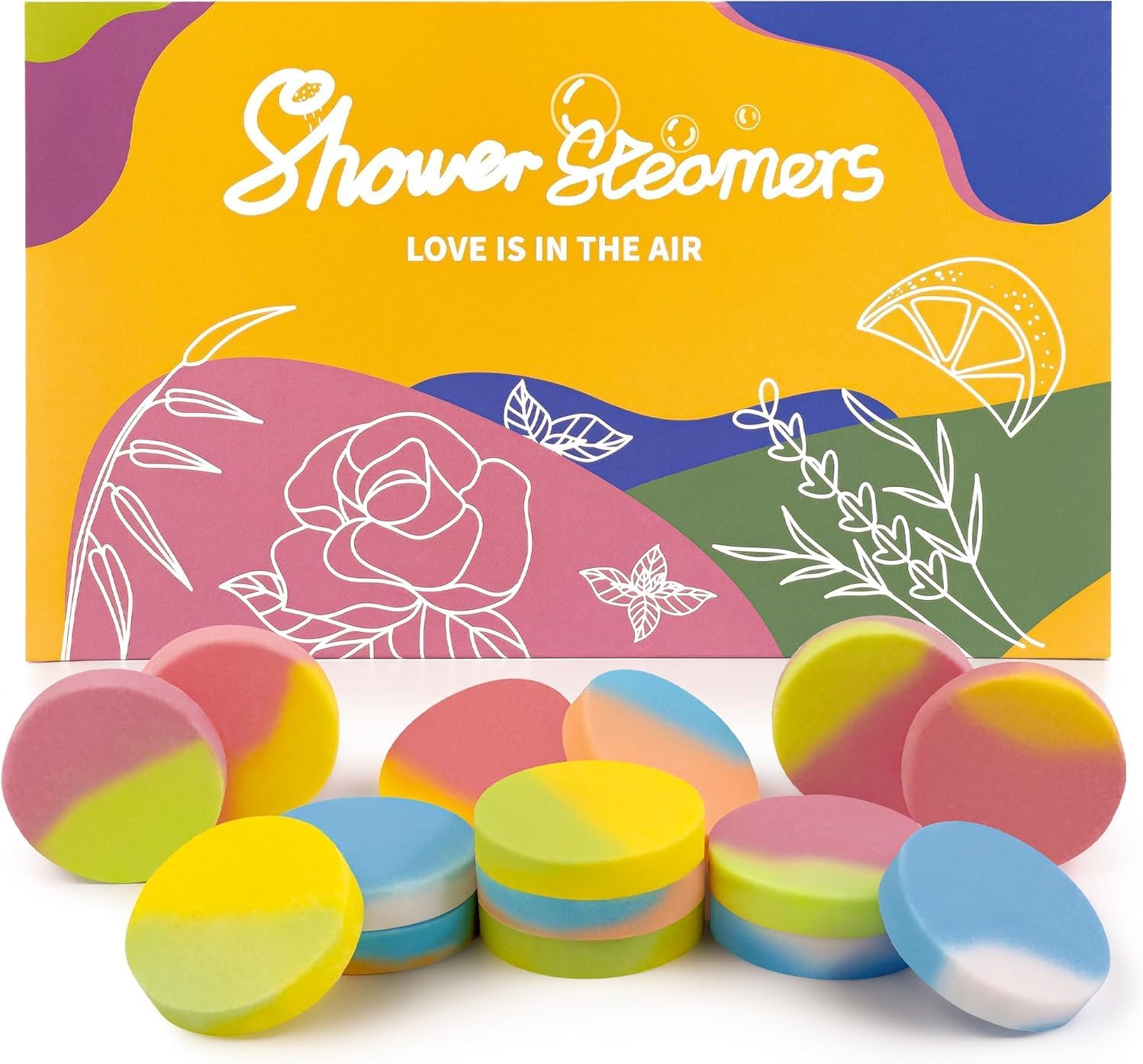 Shower Steamers Aromatherapy, 15PCS Natural Organic Shower Bombs with Essential Oils for Home Spa, Birthday Christmas Gift Basket for Women/Men
