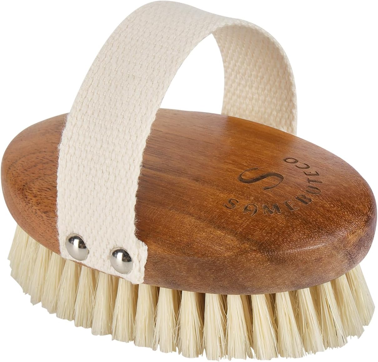 SAMEBUTECOBody Brush Solid Acacia Wood Boar Long Bristles Bath Brush for Skin Exfoliation,Lymphatic Drainage Improvement Oval Shape Dry Brush Comfort to Hold Works