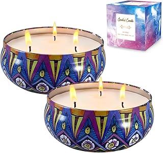 Citronella Candles, Indoor & Outdoor Large Candles, Long Burning 3-Wick Candles 13.5 OZ Set of 2, Pure Essential Oil, Natural Soy Wax Candle Bulk