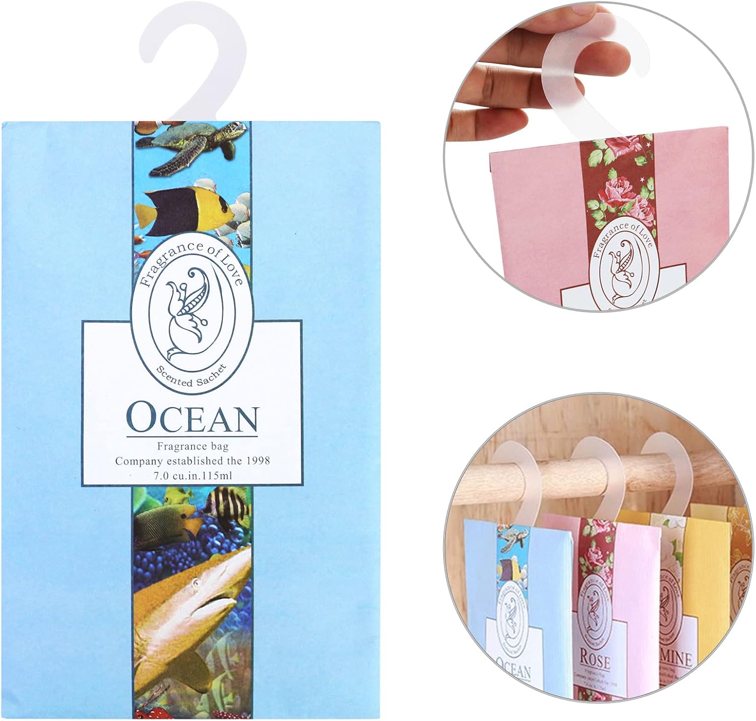 15 Pack Closet Air Freshener, Flower Scented Sachets Bags for Drawer and Closet, Fresh Scents Freshener with Hanger