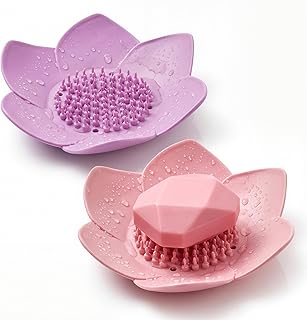 2 Pcs Lotus Shape Shower Steamer Tray, Silicone Soap Holder Non-Slip, Flower Shape Draining Soap Dishes with Drainage for Shower Non-Slip Holders Bathtub, Sink & Modern Bathroom Décor