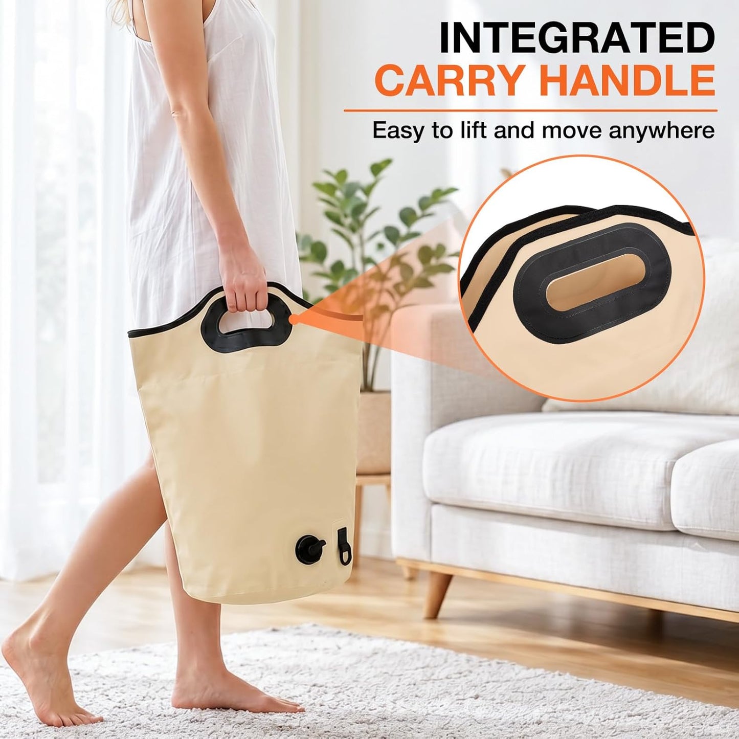 Collapsible Foot Bath Bag, Portable Foot Basin for Soaking, Folding Feet Spa Tub with Sturdy Handles & Small Drainage Hole, Multifunctional Feet Bucket for Travel Camping Outdoor Washing Fishing